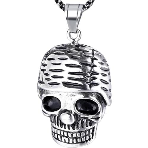 RIR Men Biker Motorcycle Style Silver/Gold Color Stainless Steel Skull Pendants Necklaces Charm Jewelry Party Gift punk rock