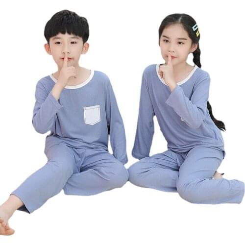 Children Boy Girl Pajamas Clothes Sets Summer Thin Modal Long Sleeve Home Service Parent-child Air-conditioned Underwear Suit