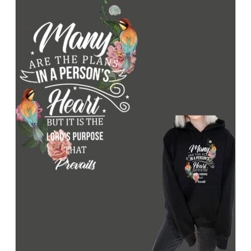 MARIPOSA Flower Letters Iron On Transfers For Clothing DIY Washable Bird Strip Sticker On Clothes Printing On Lady T-shirt Patch