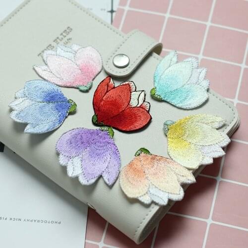 Magnolia Flower Clothes Flower Patch Iron on Applique Floral Patch for Clothes Fabric Iron to Stick DIY Coat Jeans Accessories