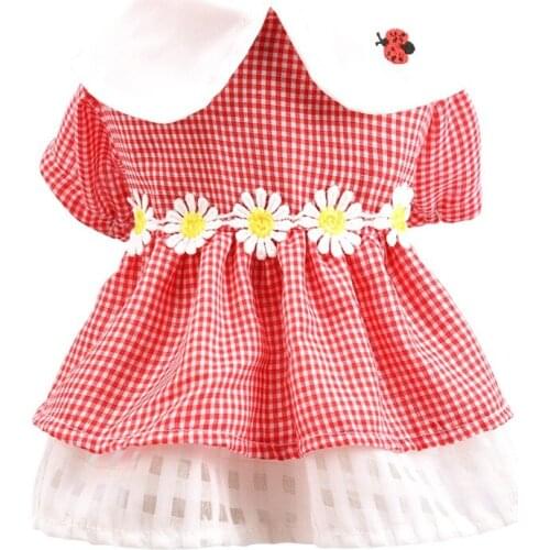 Dog clothes Dog dresses cat small dog pet spring and summer Ladybug Red Plaid flower skirt fashion strawberry dress pet tutu