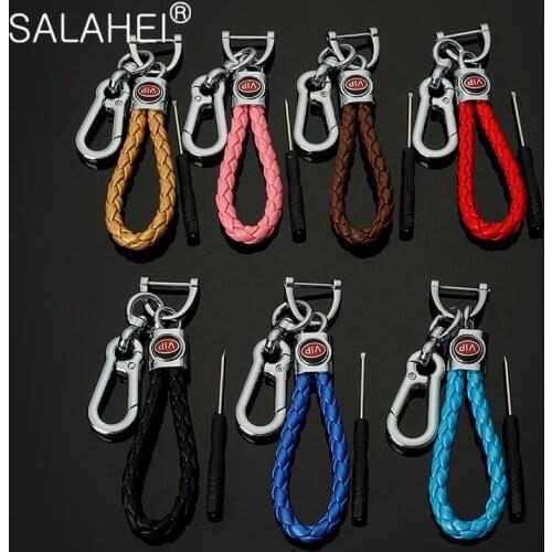 Portable New Style Hand Woven Leather Keychains Car KeyChain Detachable Metal 360 Degree Rotating Horseshoe Buckle Key Chains