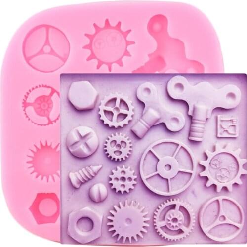 Industrial Steampunk Silicone Mold Gear Cake Border Fondant Cake Decorating Tools Chocolate Making Mould Resin Clay Candy Molds