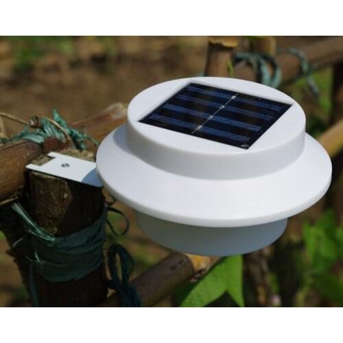 20pcs/lot Outdoor Solar Powered 3 LED Light Fence Roof Gutter Garden Yard Wall Lamp