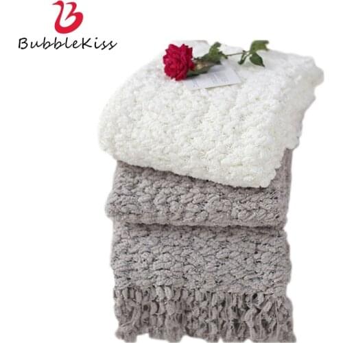 Bubble Kiss Knitted Blanket Solid Color Home Sofa Decor Blankets For Beds Cover Throw Blanket Warm Tassel Office Shawl Blankets