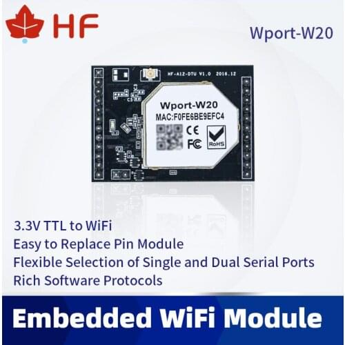 High Flying HF Wport-W20 Dual Serial Ports and Dual Network Ports 3.3V TTL to WiFi Module Embedded WFfi Module