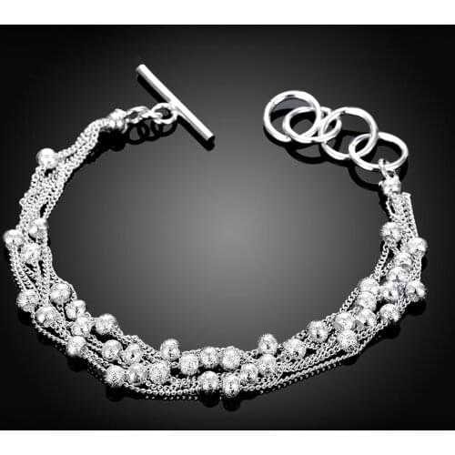 Wholesale beads chain silver color bracelets for women lady wedding high quality fashion jewelry Christmas gifts Nice H030