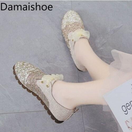 Womens Cloth Shoes Summer 2021 New Korean Style All-Matching Flats Shoes Mesh Surface Shoes Breathable Casual Soft Sole Shoes