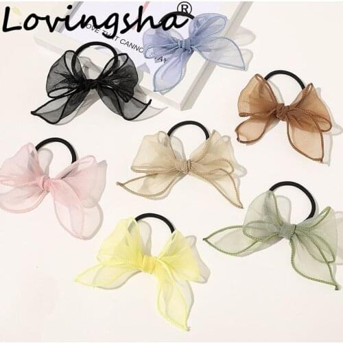 LOVINGSHA Bow Solid Hair Accessories For Ladies Women Hair Tie Girl Scrunchies Ponytail Hair Female Holder Rope FC197