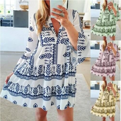2020 Summer Printed Womens Beach Dress Holiday Vacation Cool Candy Color Short Dress Sexy Cool Loose Style Beach Dress