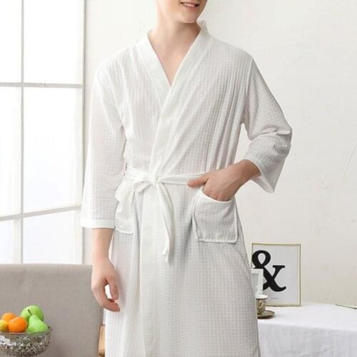 Women/Men Kimono Bathrobe Sleepwear Spa Robe Nightwear Unisex Nightgown EIG88