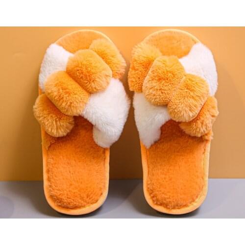 Girl Winter Slippers for Women Shoes Open-toed Plush shoes baby girl Cotton Slippers Cute Furry Slippers Non-slip Warm Kid Boots