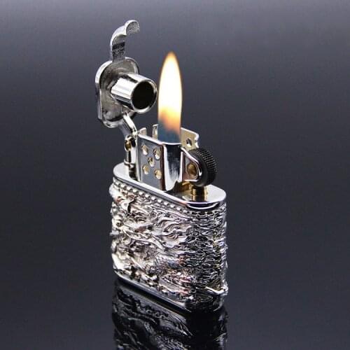 Zorro 506 thin premium windproof vintage vintage nine door creative relief dragon men kerosene lighter