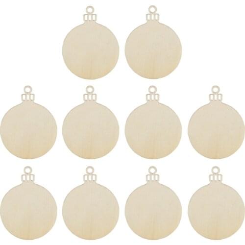 10pcs Wooden Round Bauble Hanging Christmas Tree Blank Decorations Gift Tag Shapes