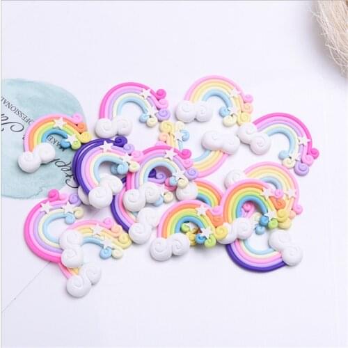 10Pc Clay Handmade DIY Rainbow Star Cake Topper birthday party decorations kid Birthday Unicorn Party wedding gifts for guests,W