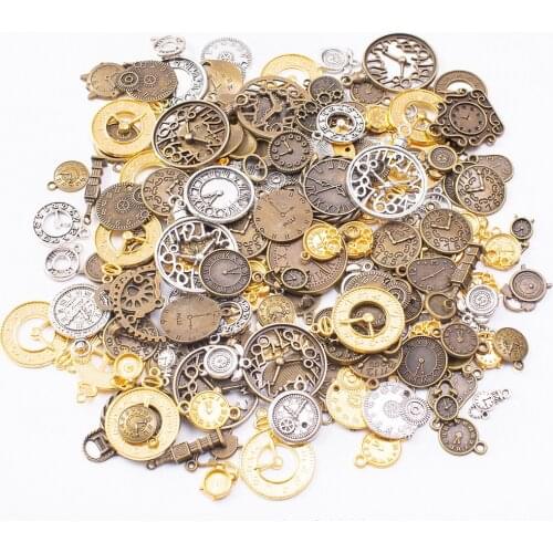 10Pcs Mixed Clock Charms Watch Face Alloy Necklace Pendant Finding For Diy Jewelry Making Steampunk Accessories
