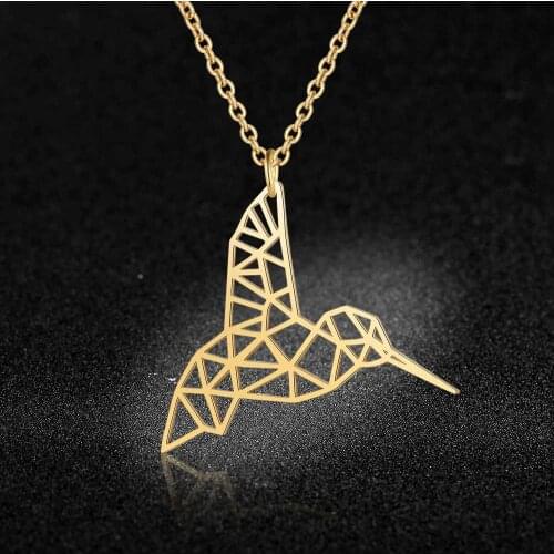 100% Stainless Steel Animal Hummingbird Fashion Necklace for Women Personality Jewellery Wedding Party Necklaces Wholesale