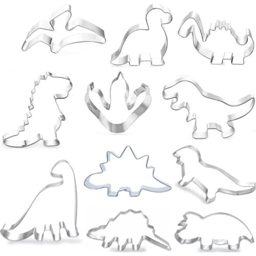 11Pcs/Set Stainless Steel Dinosaur Animal DIY Fondant Cookie Cutter Biscuit Mold