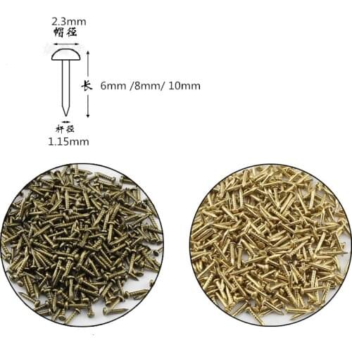 1100-1860PC Round Head Nail DIY Craft wood Jewelry boxes Fasteners Gold Silver Bronz Furniture Fitting Decorative Mini Screw