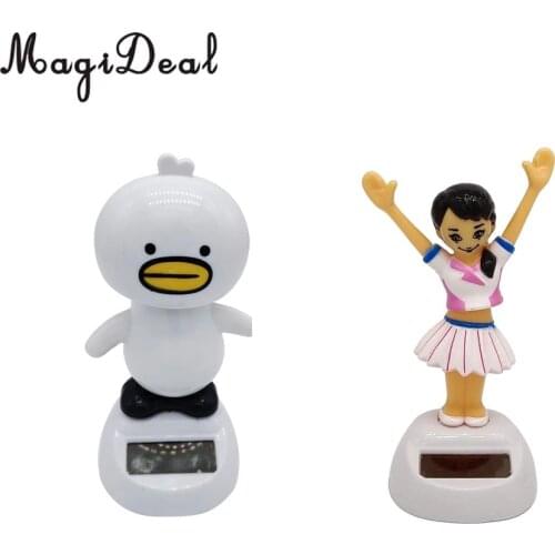 2 PCS Solar Powered Toy Swinging Chick & Dancing Girl Home/Auto Car Ornament