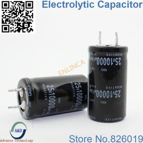 2pcs/lot 25V 10000UF Radial DIP Aluminum Electrolytic Capacitors size 22*40 10000UF 25V Tolerance 20