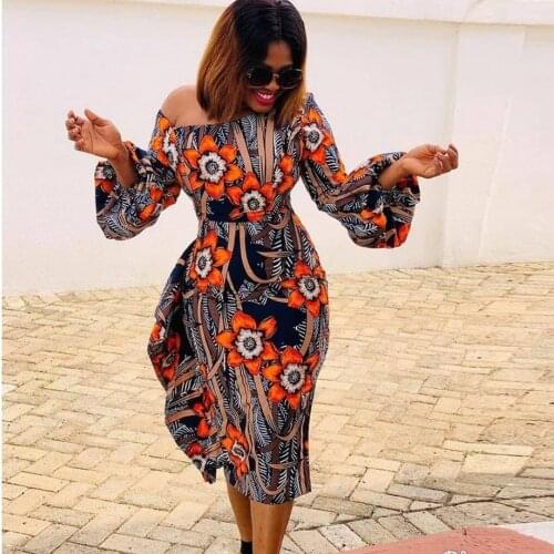 2021 Spring Dress Robe Africaine Femme Ladies Boubou African Print Wax Dresses Dashiki Ankara Dress Nigerian Fashion Clothes