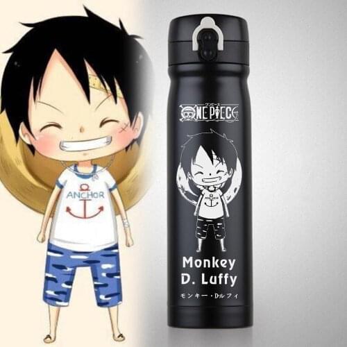 Anime ONE PIECE Monkey D. Luffy Roronoa Zoro Stainless Steel Warm Tea Water Cup Teens Coffee Drink Thermos Cup Bottle Portable