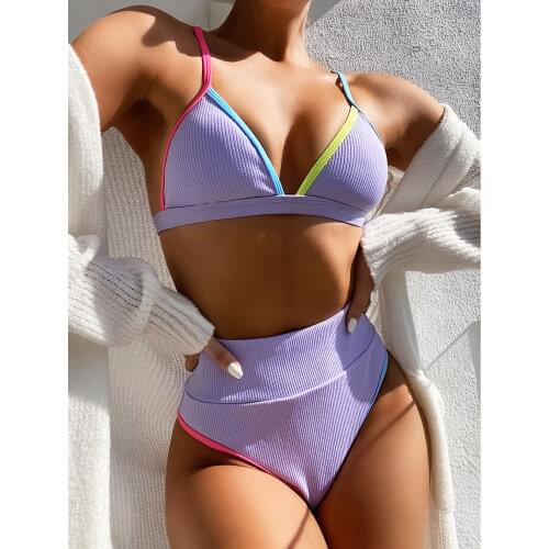 High Waist Bikini Push Up Swimwear Sexy Swimsuit Female Patchwork Bikini Set Biquini Bathing Suit Women Beachwear Swim