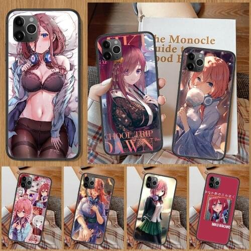 Nakano miku Anime Phone Case For iphone 5 5S SE 2 6 6S 7 8 11 12 Mini Plus X XS XR Pro Max black tpu Etui pretty coque art