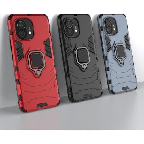 For Xiaomi Mi 11 Case Cover for Xiaomi Mi 11 Protective Armor Shell Coque Funda Capa Kickstand Finger Ring Hard PC Phone Case