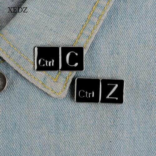 XEDZ Black computer keyboard Ctrl C / Ctrl Z game mouse enamel pin jewelry boys and girls childrens denim clothes pendant gift