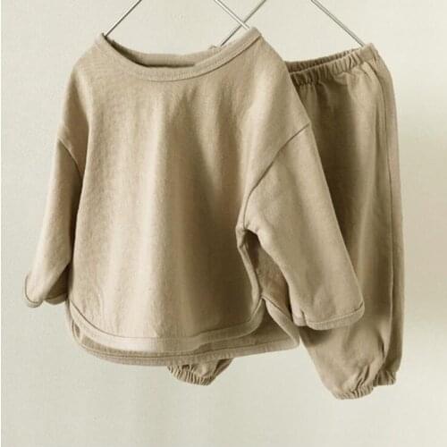 2020 New Girls Boys 2 Pcs Set T shirt+Long Pants Autumn Cotton Fashion Kids Suits 1-7 years QW953