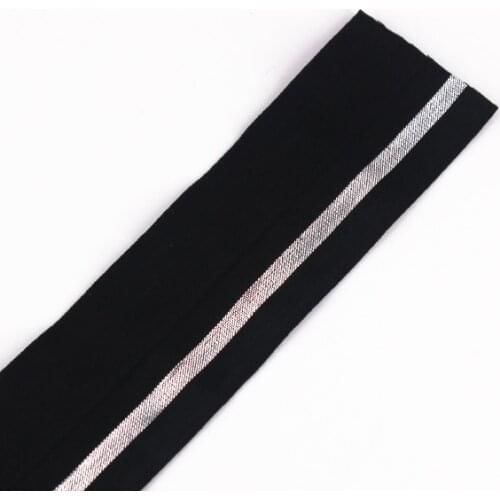 38mm Black Silver Elastic Stretch Ribbon Band Belt Webbing Tape Trim Applique Sewing Accessories cinta for Cloth 20yard/T1253
