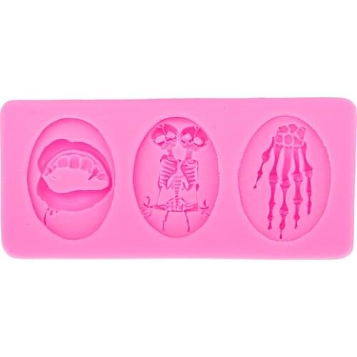 Halloween people skeleton 3D Reverse sugar molding Food Grade silicone mould for polymer clay molds cake decoration tools F-0501