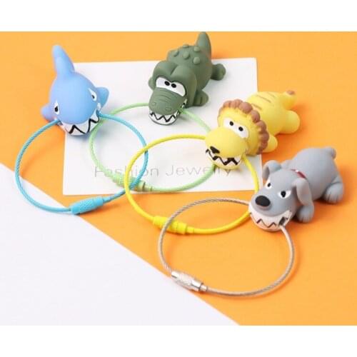 Ins Cute Creative Design Resin Small Animal Key Ring Car Dog Lion Dolphin Colorful Key Pendant Car Bag Keychain Personality