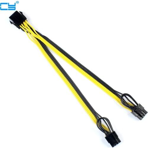 PCI-E PCIE 8p Female to 2 Port Dual 8pin 6+2p Male GPU Graphics Video Card Power Cable Cord 18AWG Wire