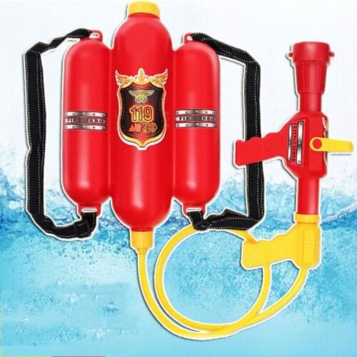 Summer Fire Backpack Water Gun Beach Game Toy Firefighter Backpack Water Gun Summer Vacation Beach Pull-Type Air Pressure Gun