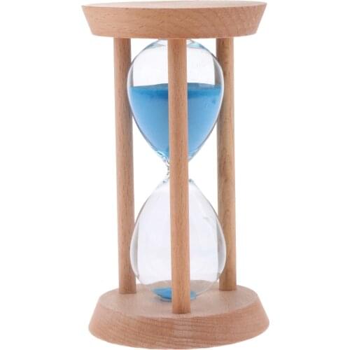MagiDeal 30 Minutes Wooden Frame Sand Timer with Blue Sand Hourglass Home Decoration