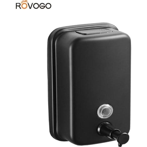 ROVOGO 500/800/1000Ml Black/Mirror Soap Dispenser Wall Mounted, Stainless Steel Bathroom Dispenser for Home Hotel