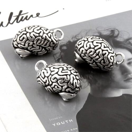 1pcs Silver Color New Arrival Anatomical Brain Charms Organ Medical Profession Pendant Making Jewelry Supplies 36X21mm A731