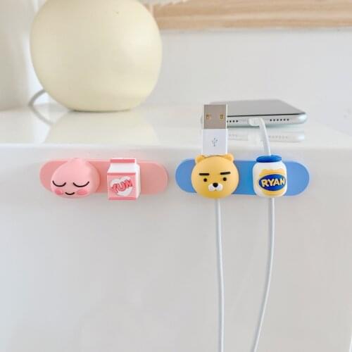 New Cartoon Charging Cable Organizer Self-Adhesive Fixing Clip Cable Winder Living Room Office Wire Storage Car Winder Finishing
