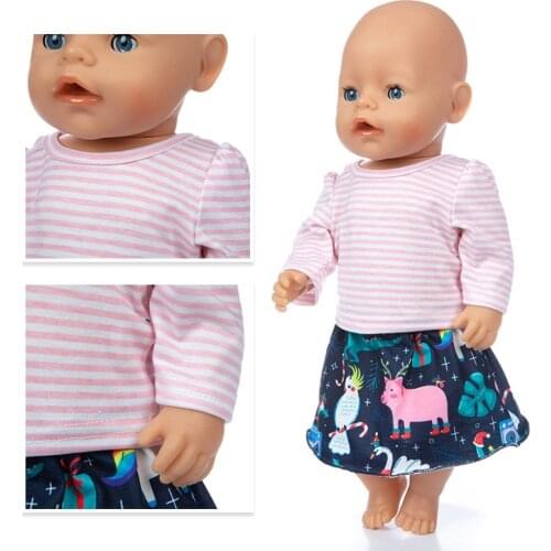 New Grid Dress Doll Clothes Fit 17 inch 43cm Doll Clothes Born Baby Suit For Baby Birthday Festival Gift
