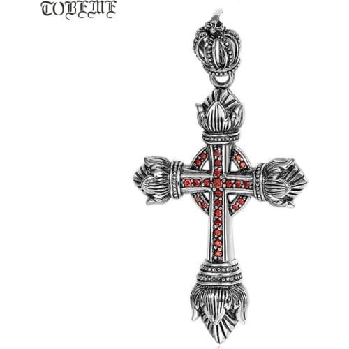 100% 925 Silver Cross Pendant Vintage 925 Sterling Crown Cross Pendant Cross Jewelry Pendant Necklace