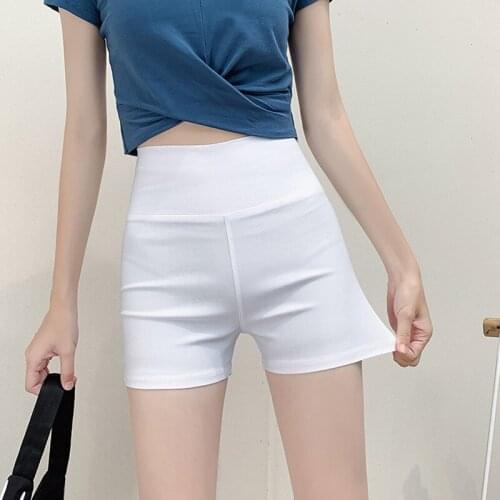 Plus Size Women Elastic Shorts Casual High Waist Tight Fitness Slim Skinny Bottoms Summer Solid Sexy White Black Shorts