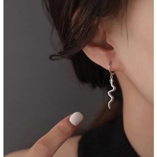 925 Sterling Silver Snake Hoop Earrings for Women Men Animal Gold Silver Jewelry Gifts