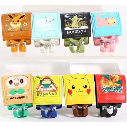 Pokemon School Bag 2 Pikachu Eevee Vulpix Mimikyu Slowbro Rowlet Snorlax Charizard PVC Figures Toys 8pcs/set