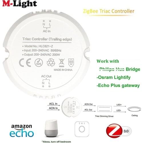 Smart ZigBee 3.0 200W Triac Light Controller dimmer Smart Home Modified Switch With smartthings Hue-b Bridge Echo Plus Alexa