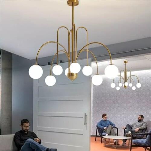 Modern wrought iron chandelier Decorative Glass Ball Lighting italian design lamp For Bedroom Office living room chandelier