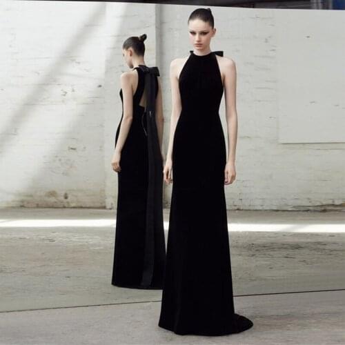 New Arrival Fashion Black Maxi Celebrity Evening Party Dresses Elegant Backless Bow Sleeveless Bodycon Bandage Dress Wholesale