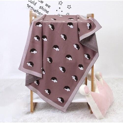 100x80cm Baby Stroller Crib Knitted Blanket Newborn Swaddle Wrap Hedgehog Printing Bedding Quilts